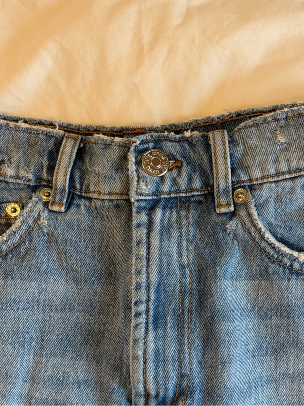 Zara Light Blue Distressed Denim Skirt - Picture 2 of 4